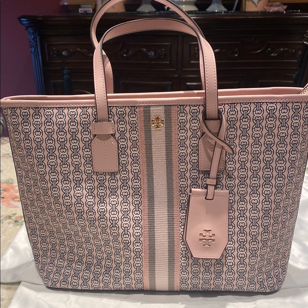 Tory Burch Pink Patterned Tote Bag
